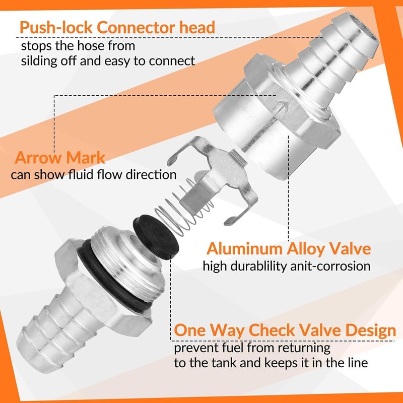 Superall 12mm 1/2" Fuel Non Return One Way Check Valve for Petrol Diesel Fuel Oil Water Aluminium Alloy Accessories - Image 5